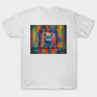 Colorful melting Cat by Farbrausch Art 2023 T-Shirt